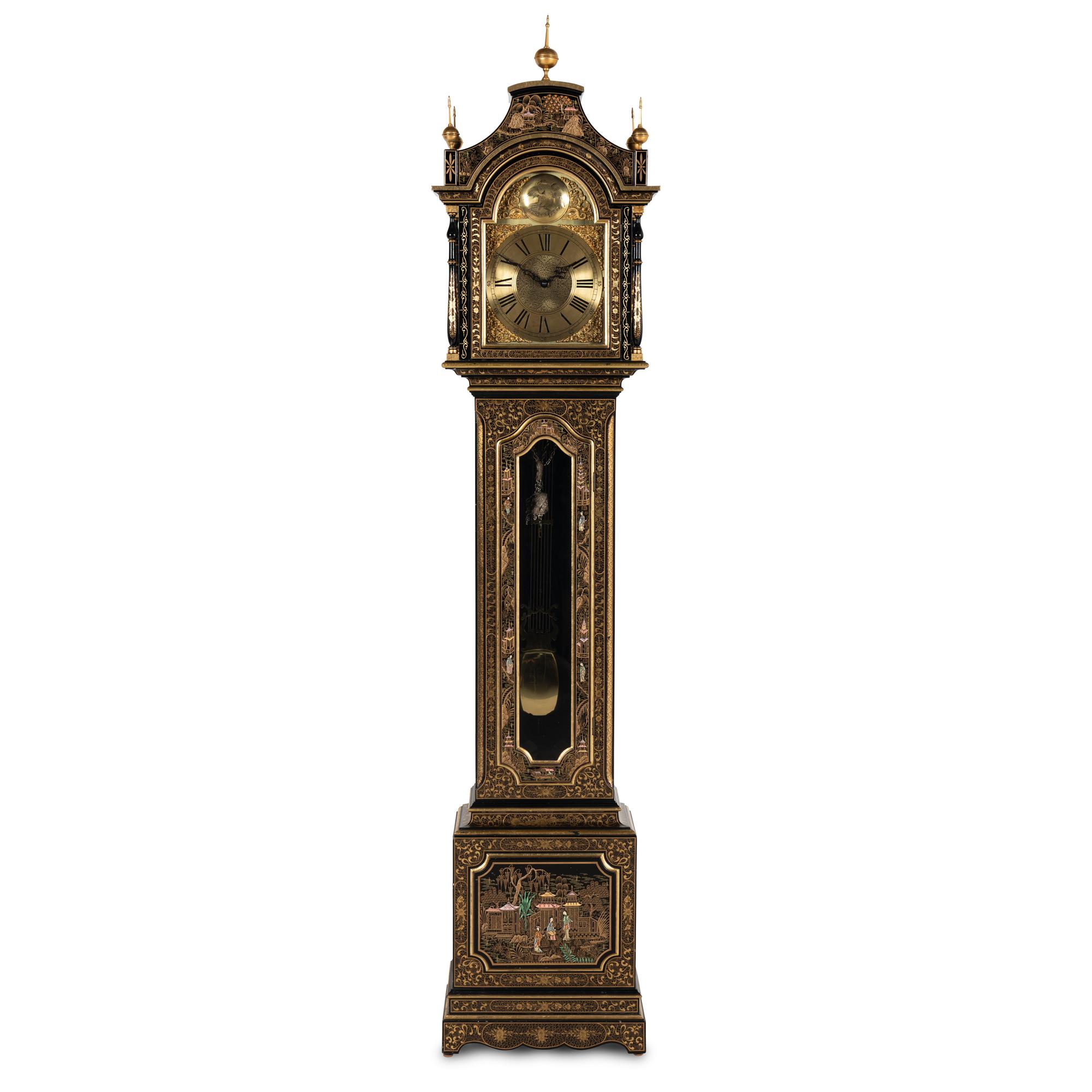 A Black and Gilt-Japanned Longcase Clock