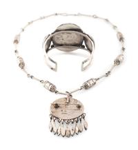 Silver and Turquoise Channel Inlay Necklace AND Cuff Bracelet