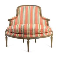 A Louis XVI Carved and Painted Corner Chair — 19TH CENTURY