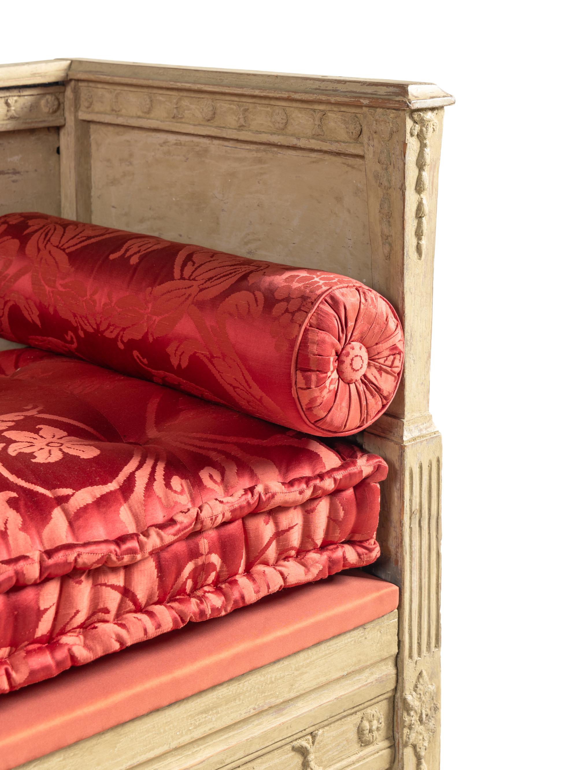 A Swedish Neoclassical Gray-Painted Hall Bench