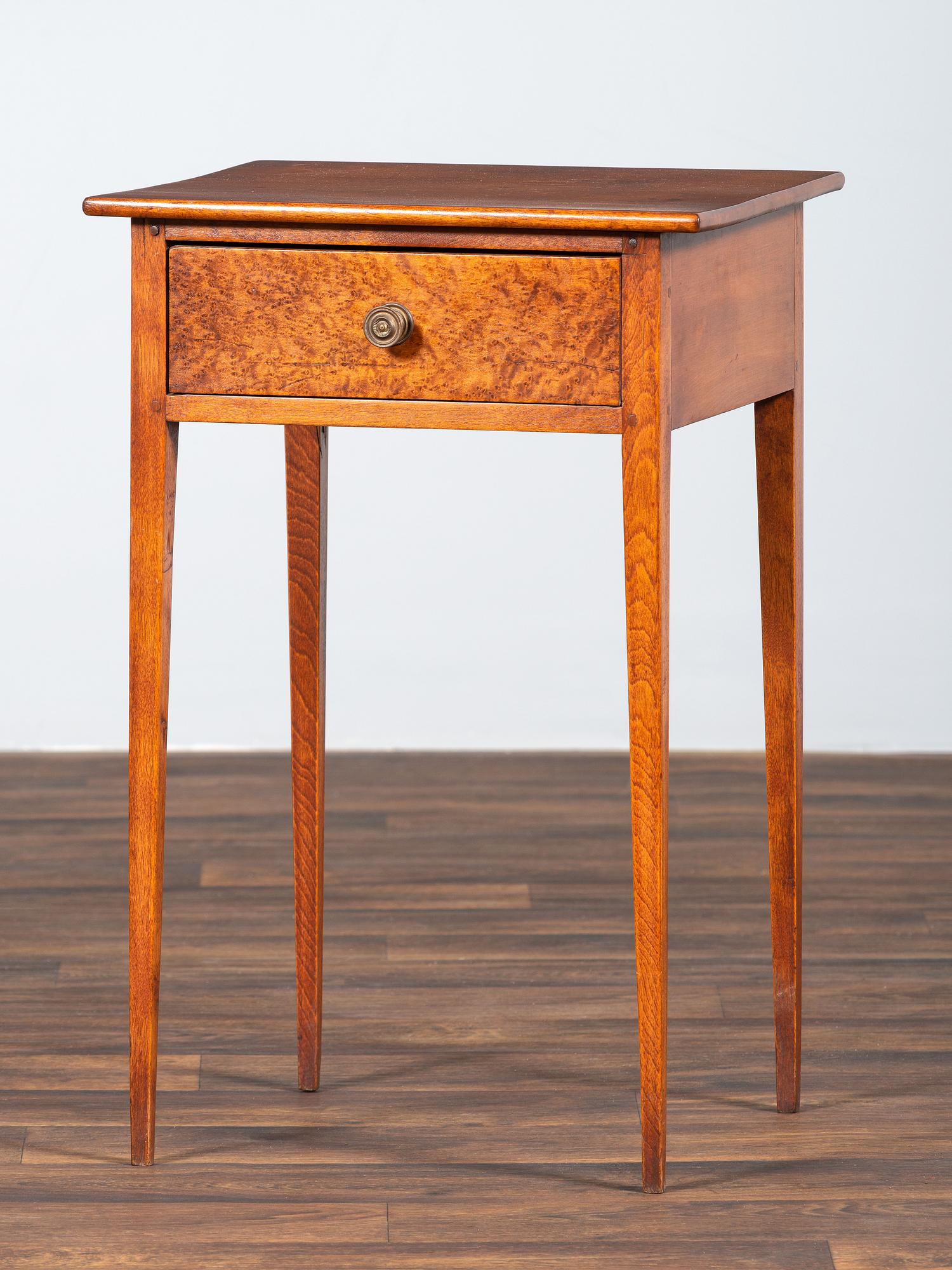 A Federal Bird's Eye Maple One-Drawer Work Stand
