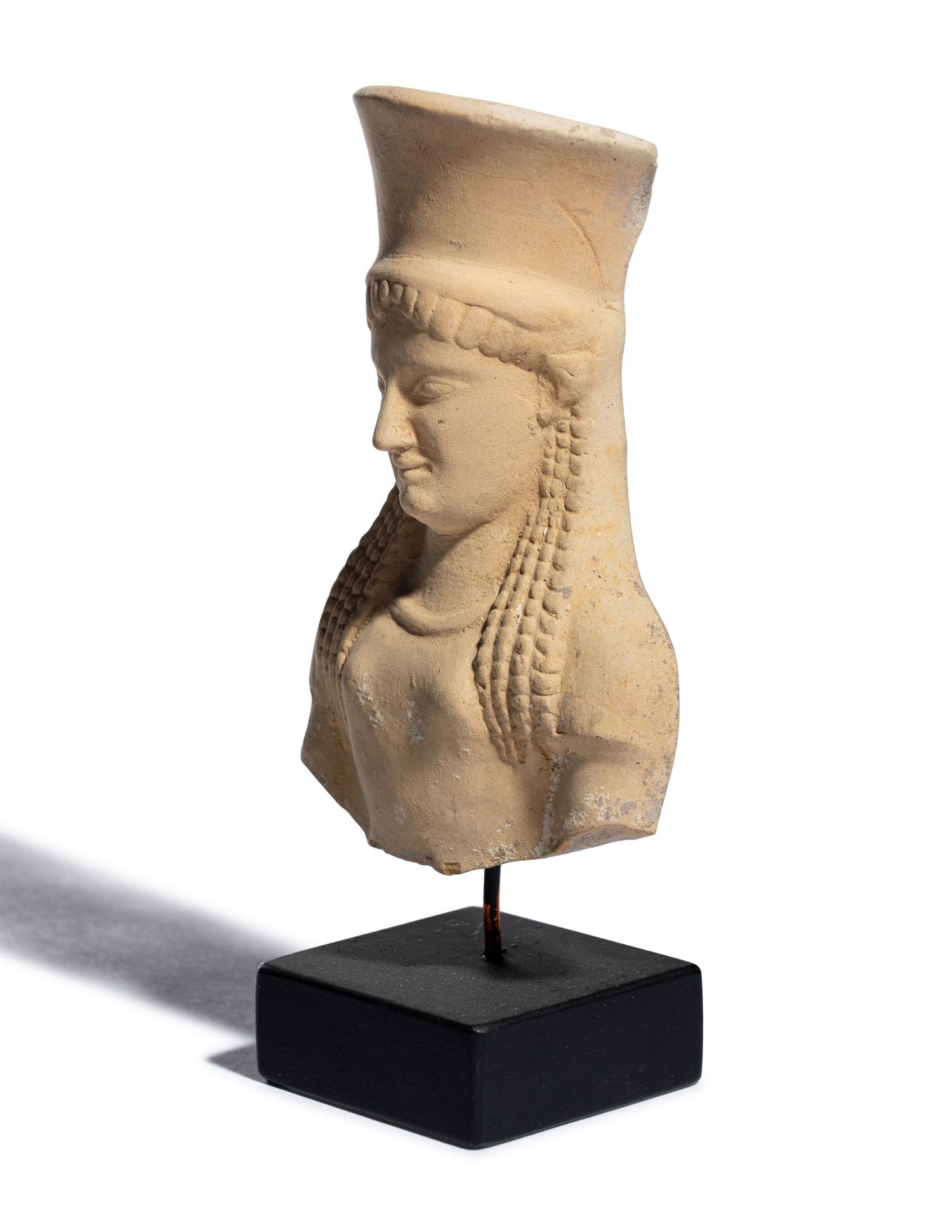 A Greek Terracotta Female Protome