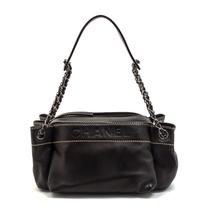 A Chanel Black Leather Bag, 11 x 5 1/2 x 5 inches.