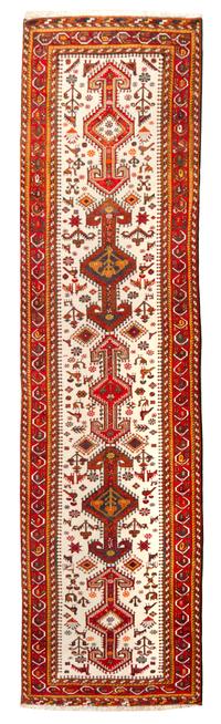 Two Heriz Wool Runners. Length of longer 14 feet 7 inches x 3 feet 6 inches.