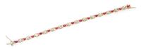 A Gold, Ruby and Diamond Line Bracelet, 12.00 dwts.