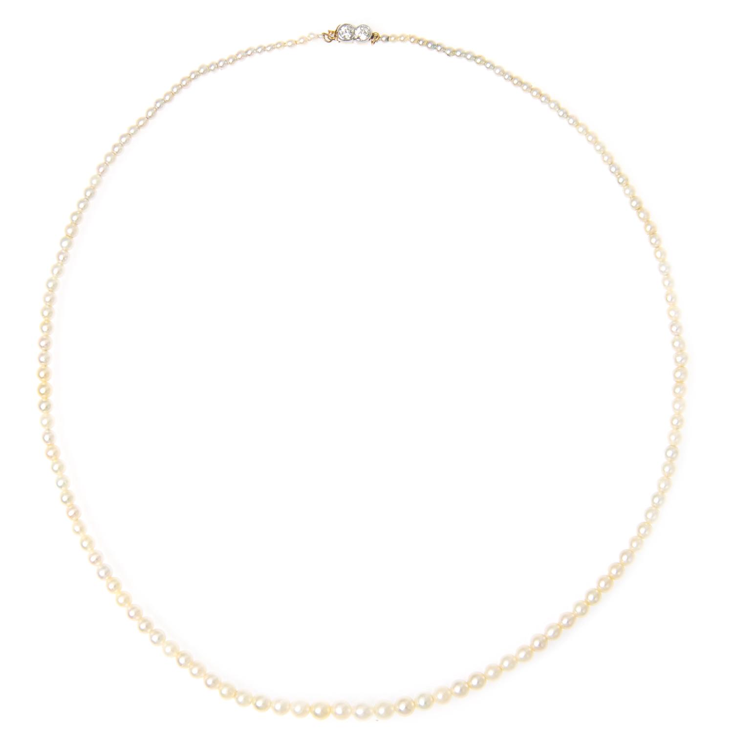 A Graduated Single Strand Natural Pearl Necklace,