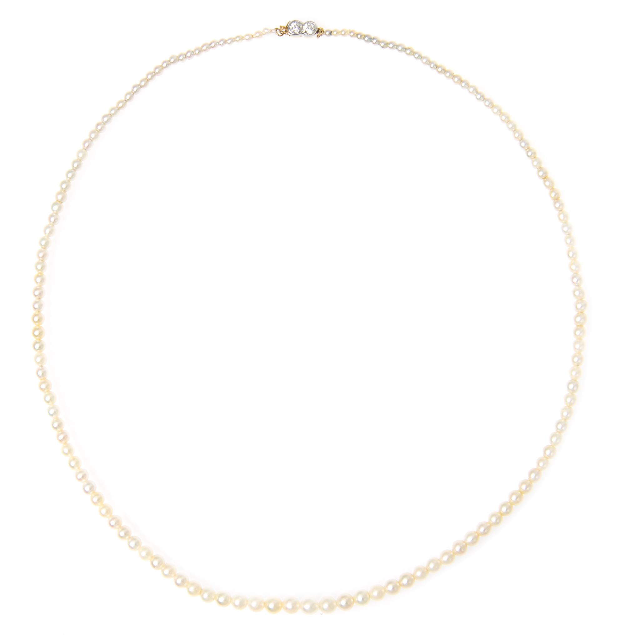 A Graduated Single Strand Natural Pearl Necklace,