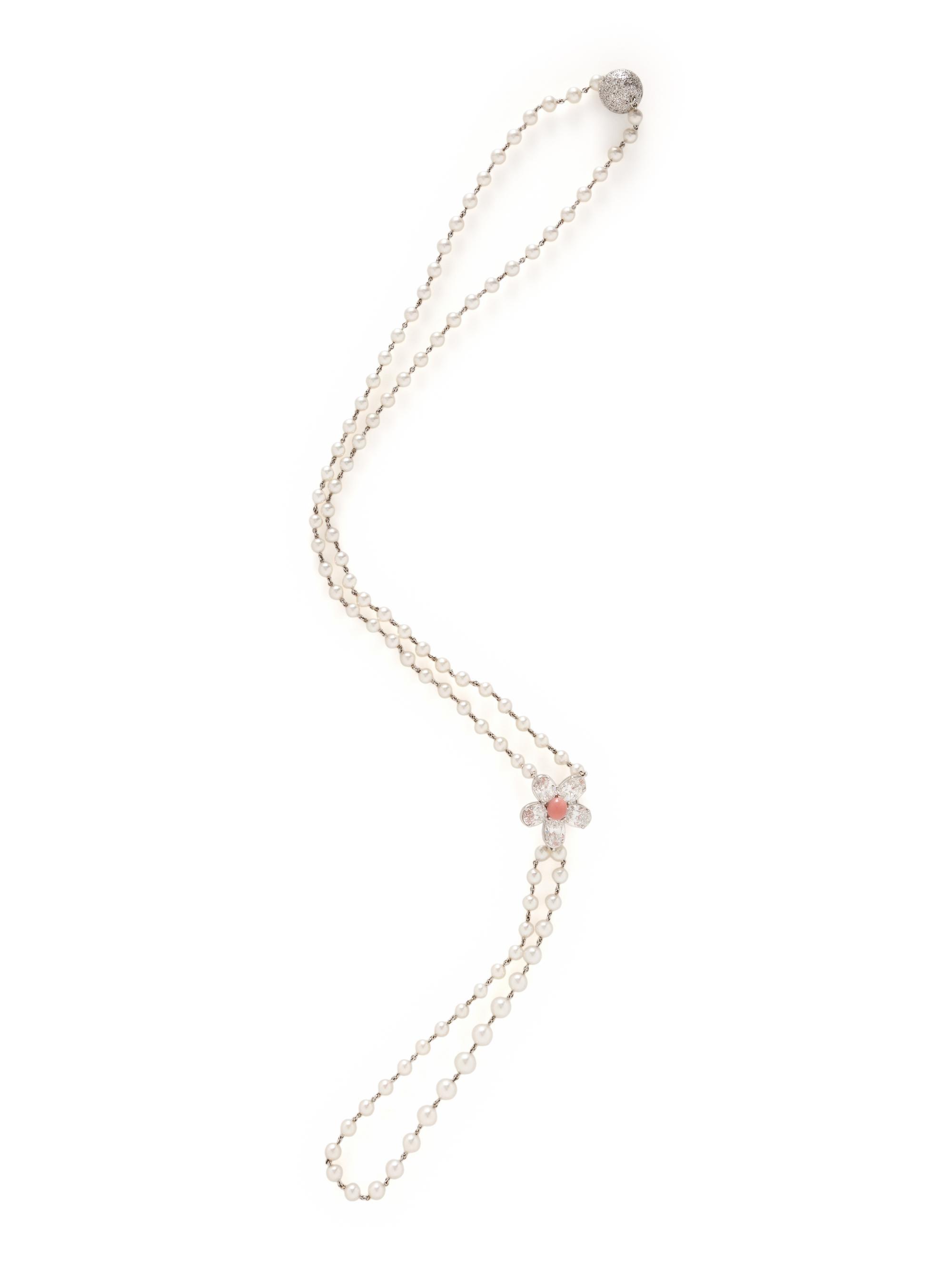 DIAMOND, CULTURED PEARL, AND CONCH PEARL NECKLACE