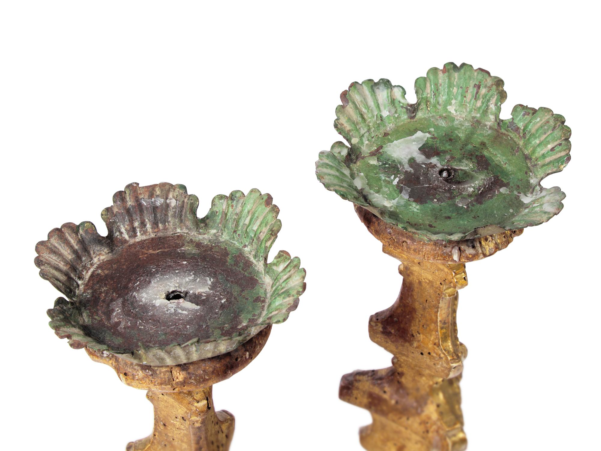 A Pair of Continental Giltwood Pricket Sticks