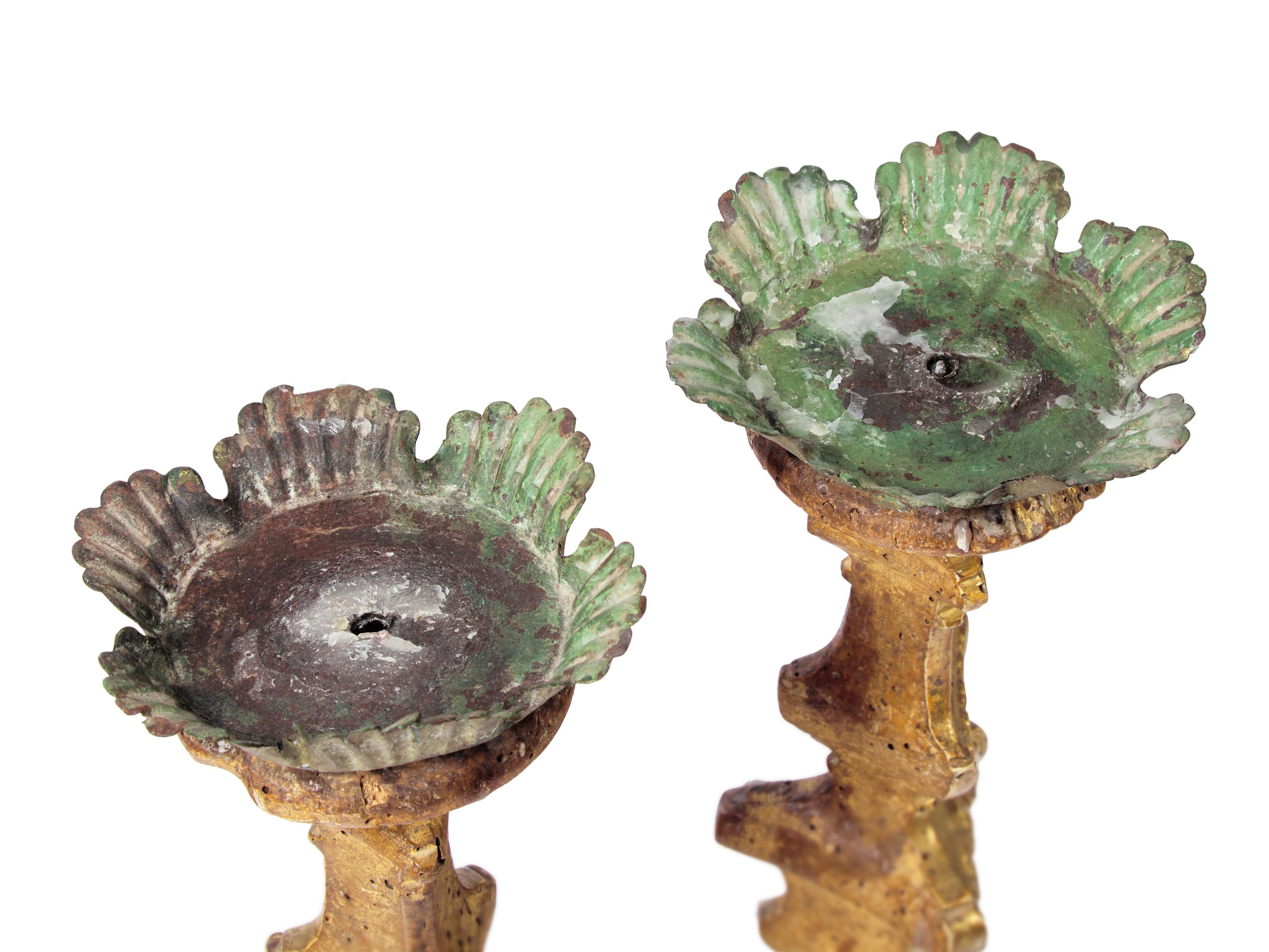 A Pair of Continental Giltwood Pricket Sticks