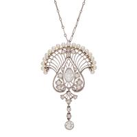 DIAMOND AND SEED PEARL PENDANT/NECKLACE