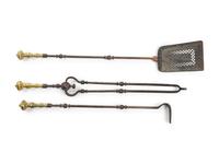 A Pair of Baroque Style Brass and Iron Andirons