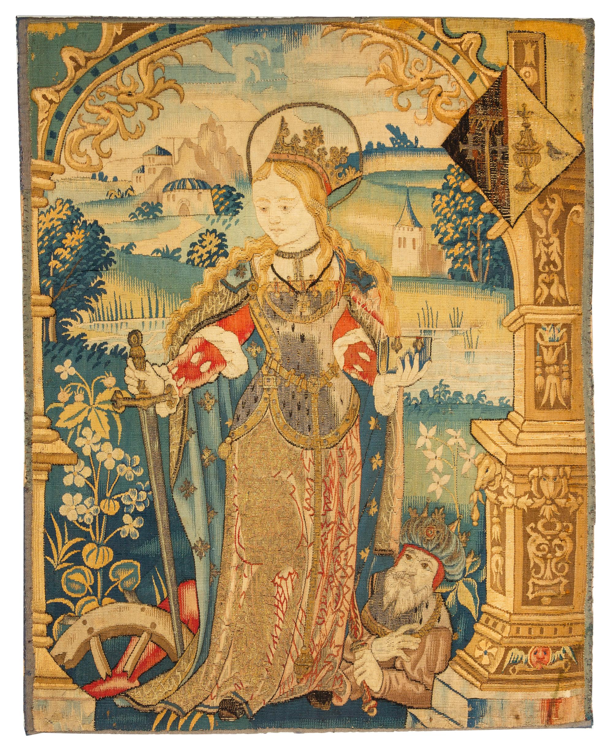A Flemish Late Gothic Wool and Silk Tapestry