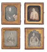 [EARLY PHOTOGRAPHY]. 16 sixth plate daguerreotypes of women with books and other objects of interest.