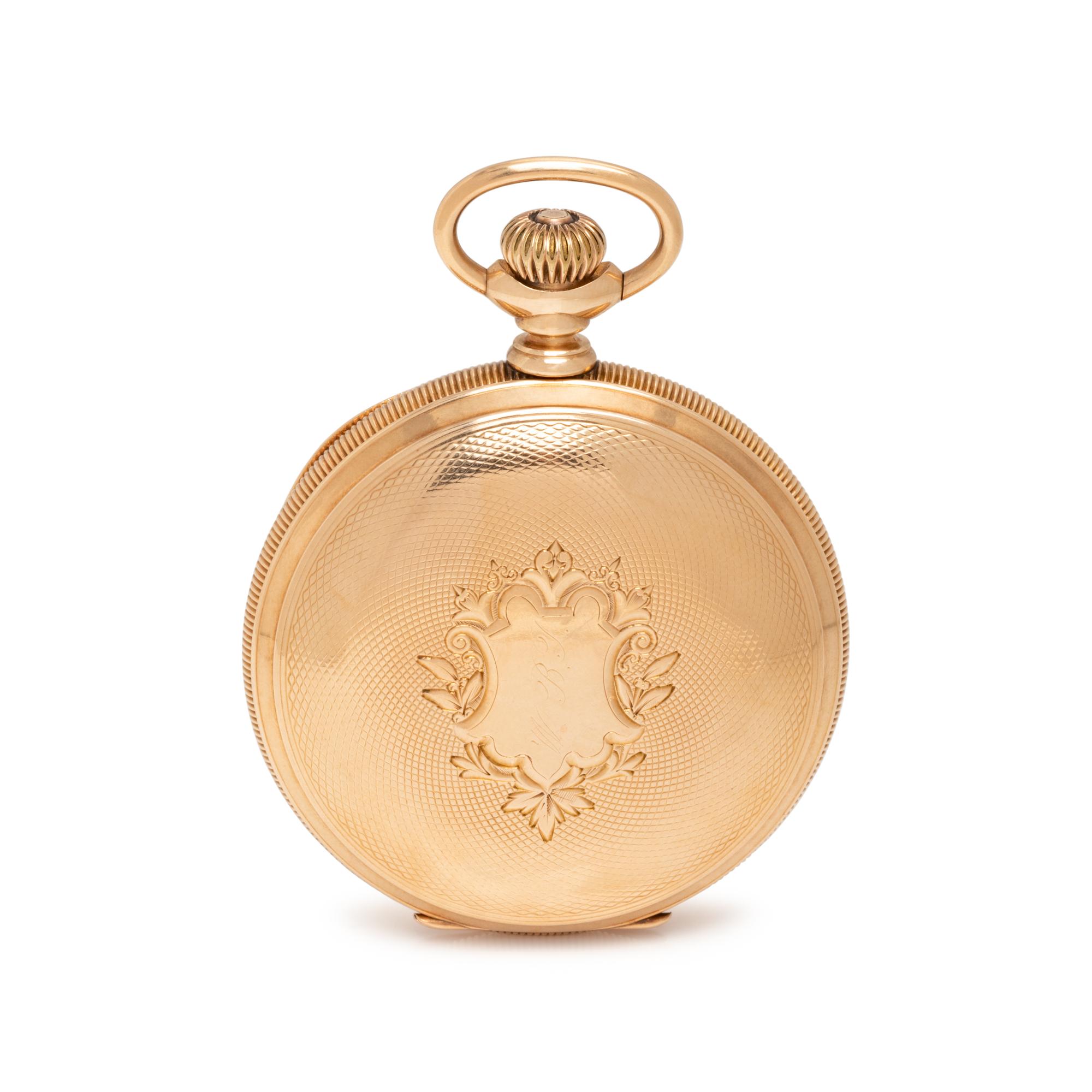WALTHAM, 14K YELLOW GOLD HUNTER CASE POCKET WATCH