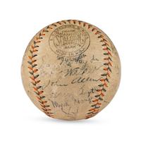 A 1934 New York Yankees Team Signed Autograph Baseball Featuring Babe Ruth and Lou Gehrig (PSA and Beckett Authentication Services Letters of Authenticity)