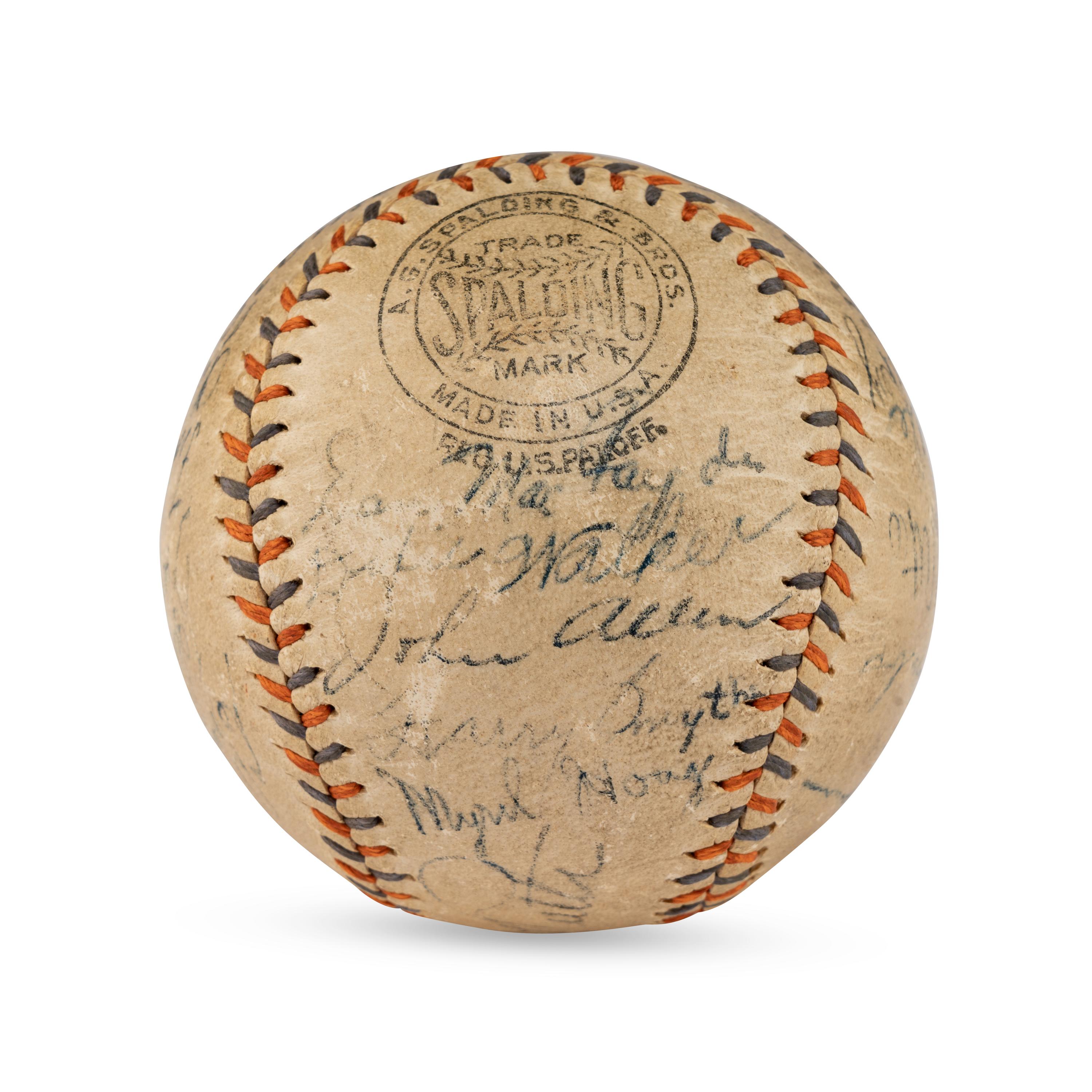 A 1934 New York Yankees Team Signed Autograph Baseball Featuring Babe Ruth and Lou Gehrig (PSA and Beckett Authentication Services Letters of Authenticity)