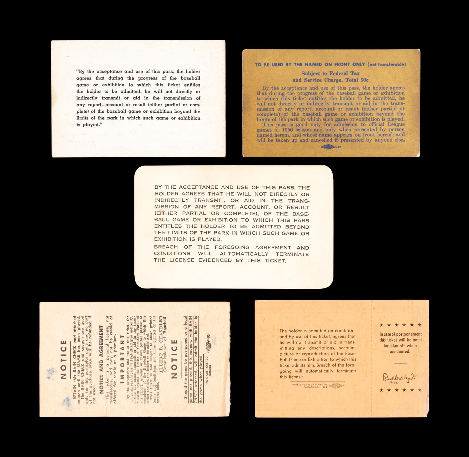 A Group of Vintage Baseball Season Passes and All-Star Game Tickets,