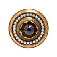 VICTORIAN, YELLOW GOLD, GARNET AND SEED PEARL BROOCH