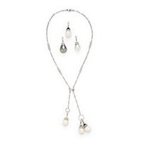 Ellagem, White Gold and Diamond Lariat Necklace with Six Interchangeable Cultured Pearl Drops