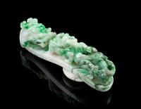 A Chinese Jadeite Dragon Belt Hook 19TH CENTURY, LATE QING DYNASTY Length 3 inches. — 19TH CENTURY, LATE QING DYNASTY