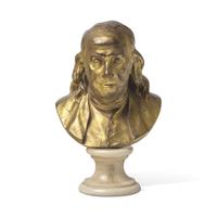A French Gilt Bronze Bust of Benjamin Franklin, After the Example by Jean-Antoine Houdon (French, 1741-1828)