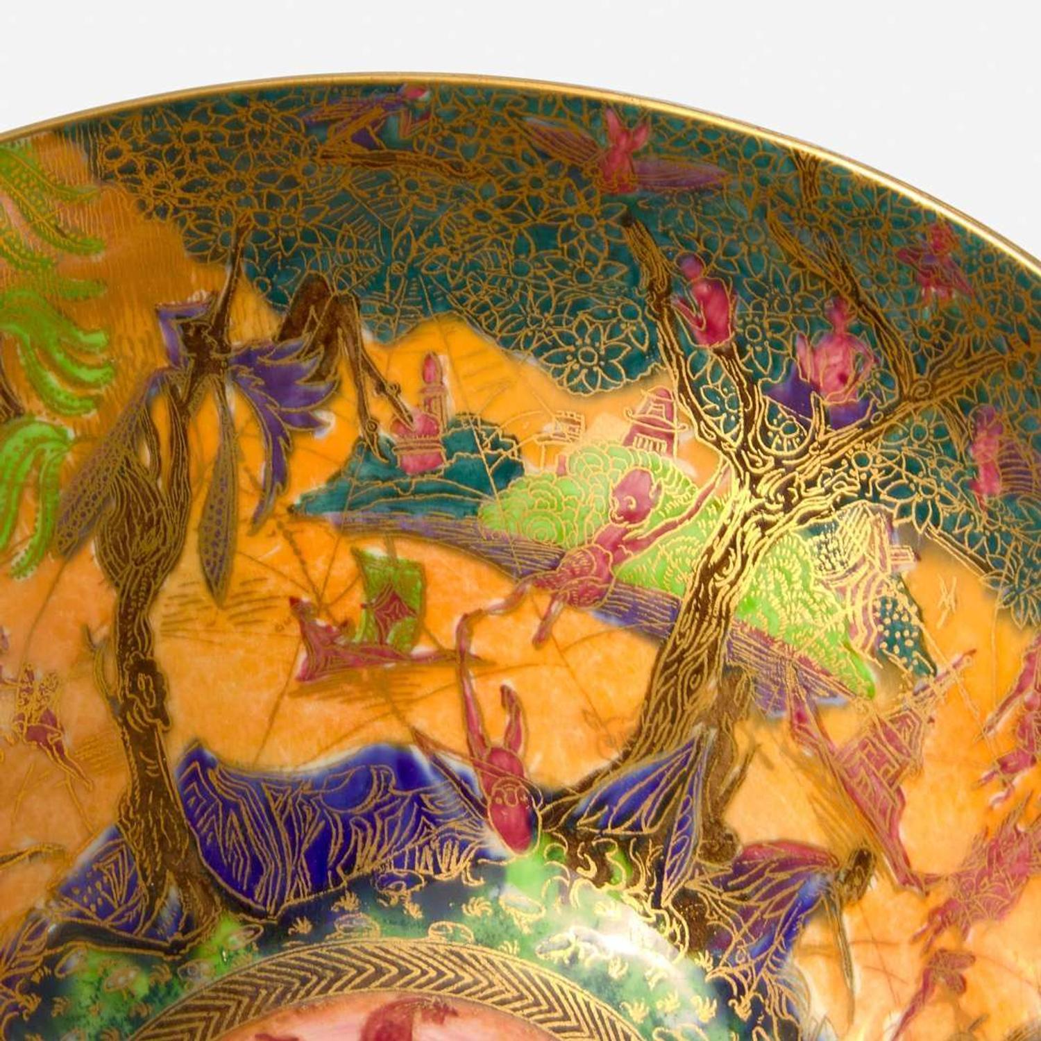 A Wedgwood Sunset Fairyland Lustre Octagon Bowl UK, circa 1920