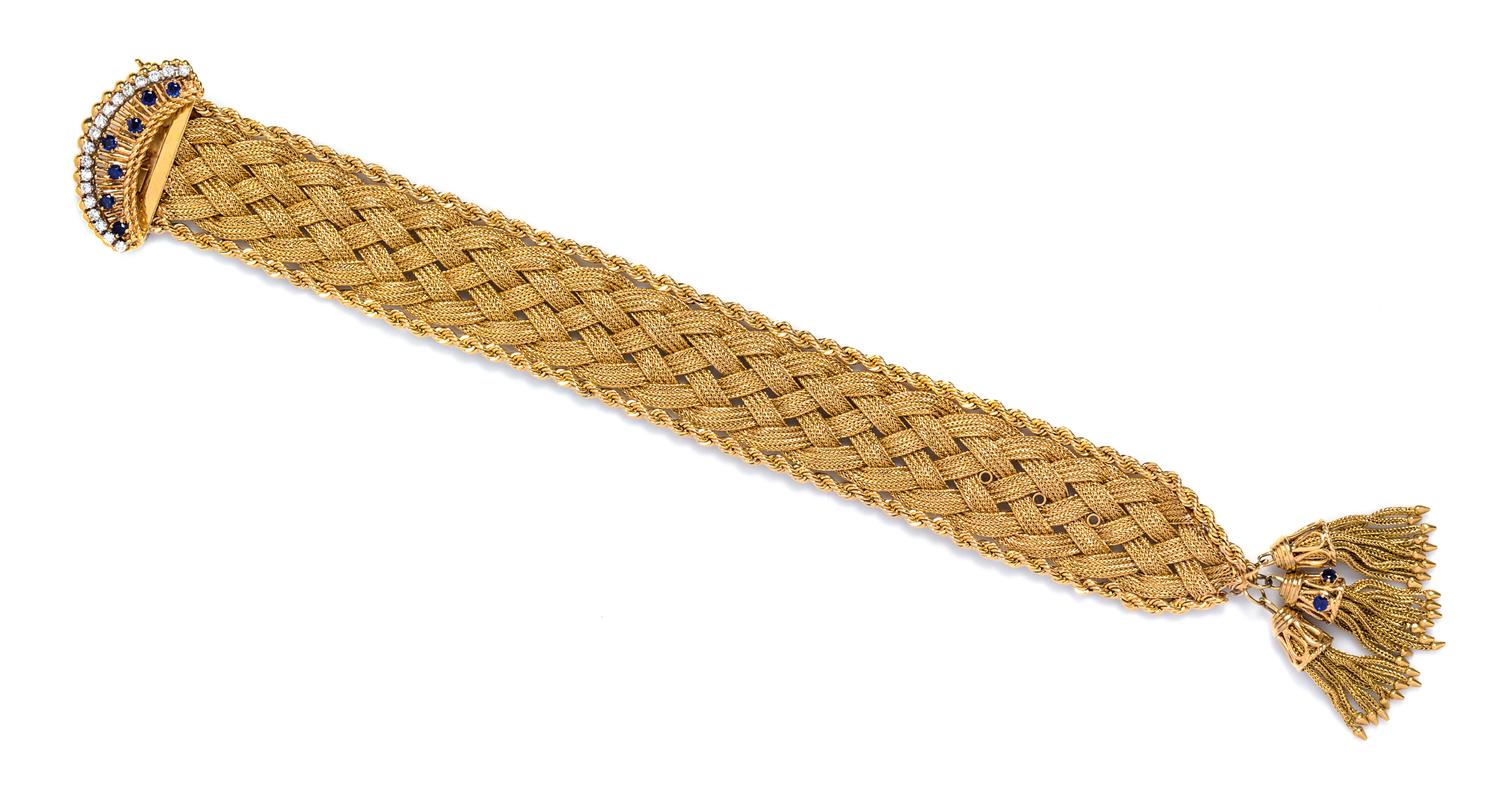 A Yellow Gold, Sapphire and Diamond Bracelet, 46.00 dwts.