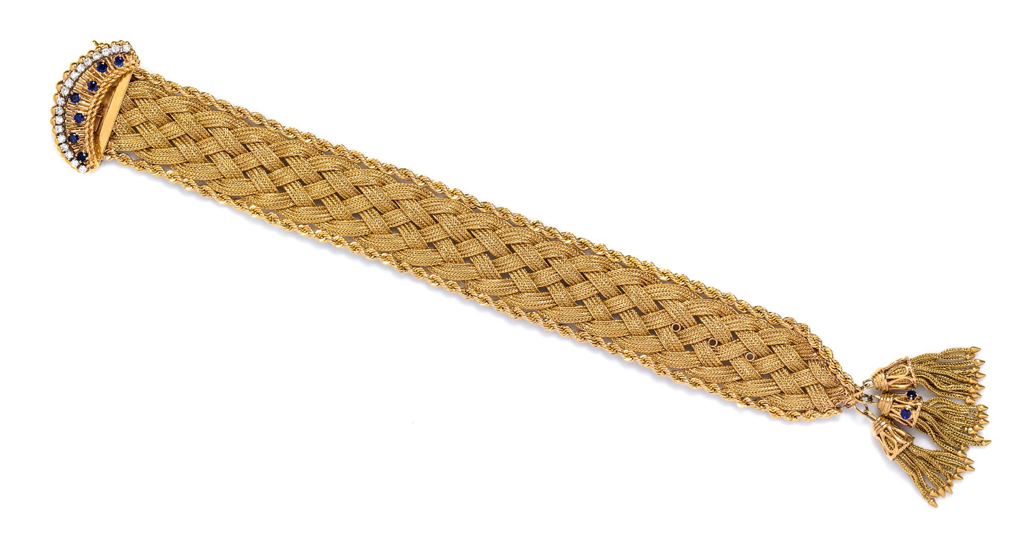 A Yellow Gold, Sapphire and Diamond Bracelet, 46.00 dwts.
