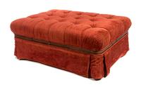 A Button Tufted Upholstered Ottoman Height 20 x width 50 x depth 37 inches.