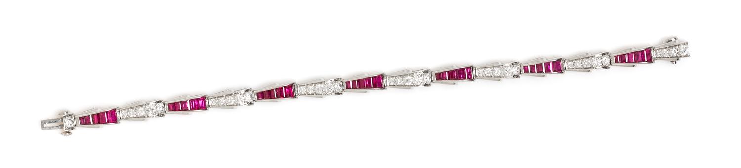 A Platinum, Ruby and Diamond Bracelet, Oscar Heyman, 14.60 dwts.