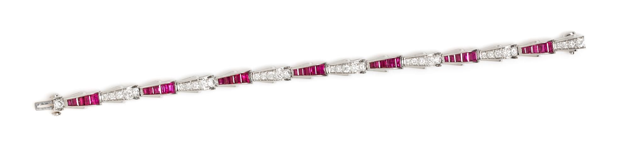 A Platinum, Ruby and Diamond Bracelet, Oscar Heyman, 14.60 dwts.