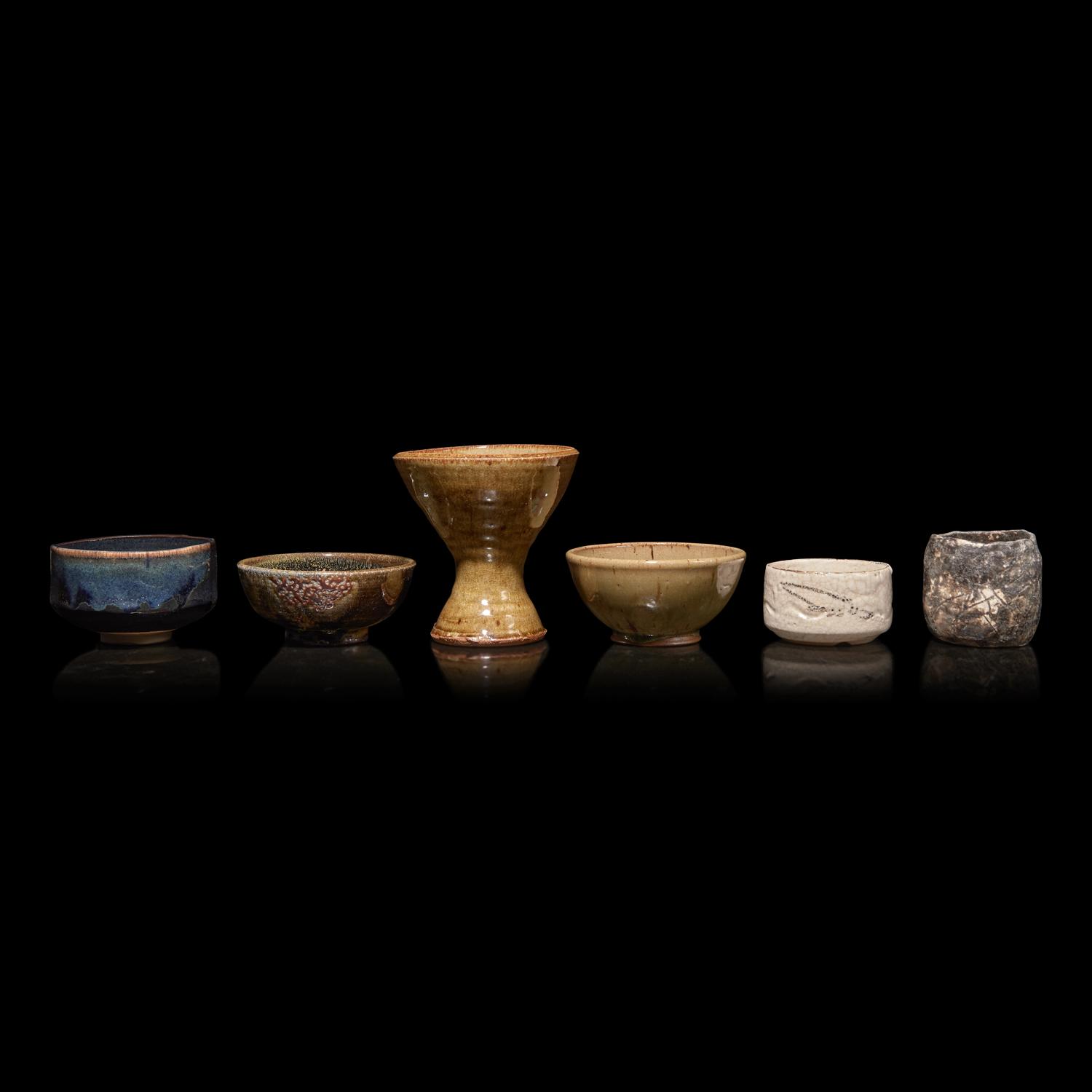 A Group of Three Modern Japanese Chawan, Two Bowls, and a Footed Vessel
