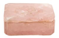 A Rose Quartz Box Height 4 1/4 x width 3 1/2 inches.