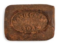 Civil War-period soap container with soap.