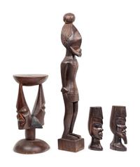Four African Carved Wood Articles