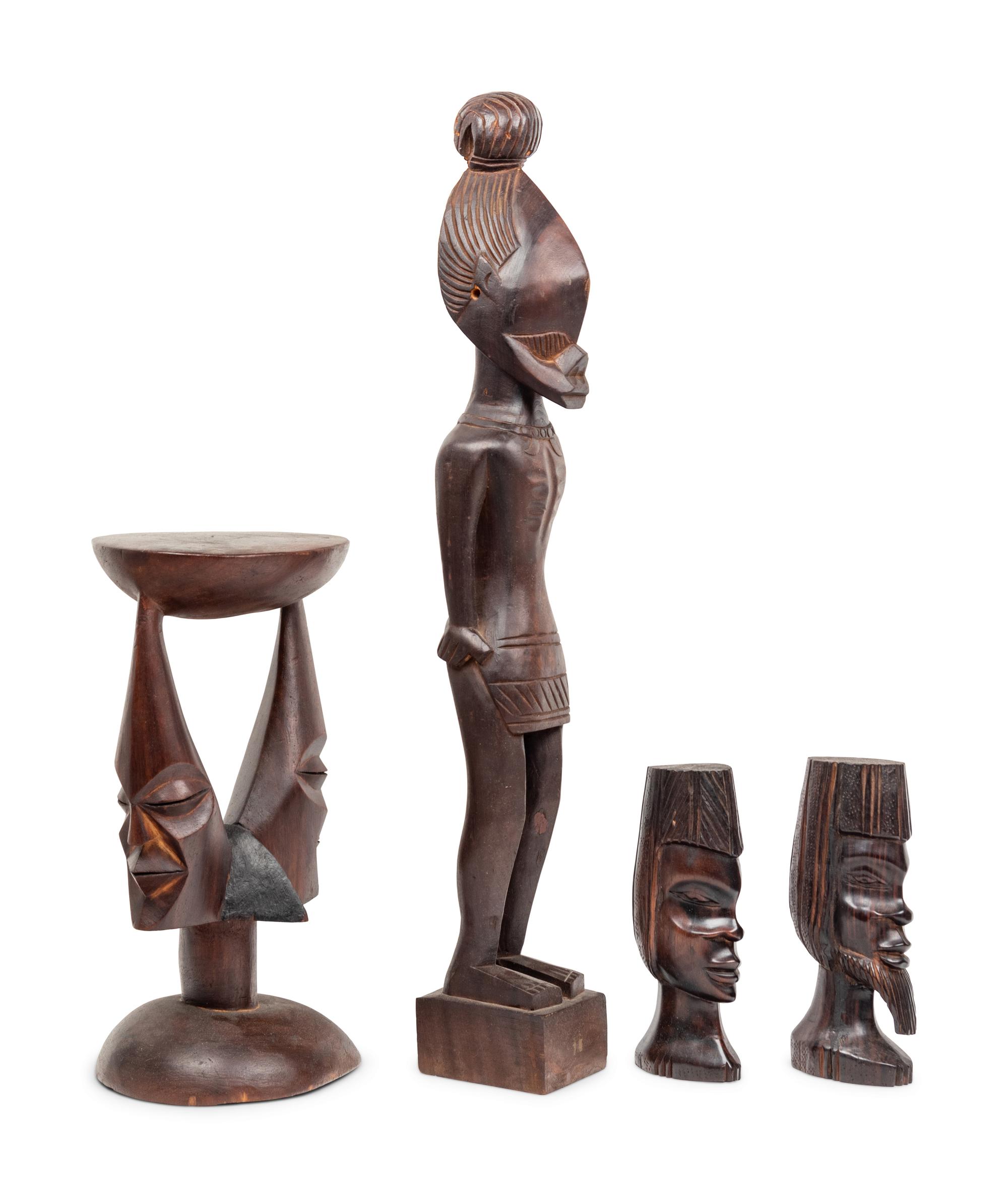 Four African Carved Wood Articles