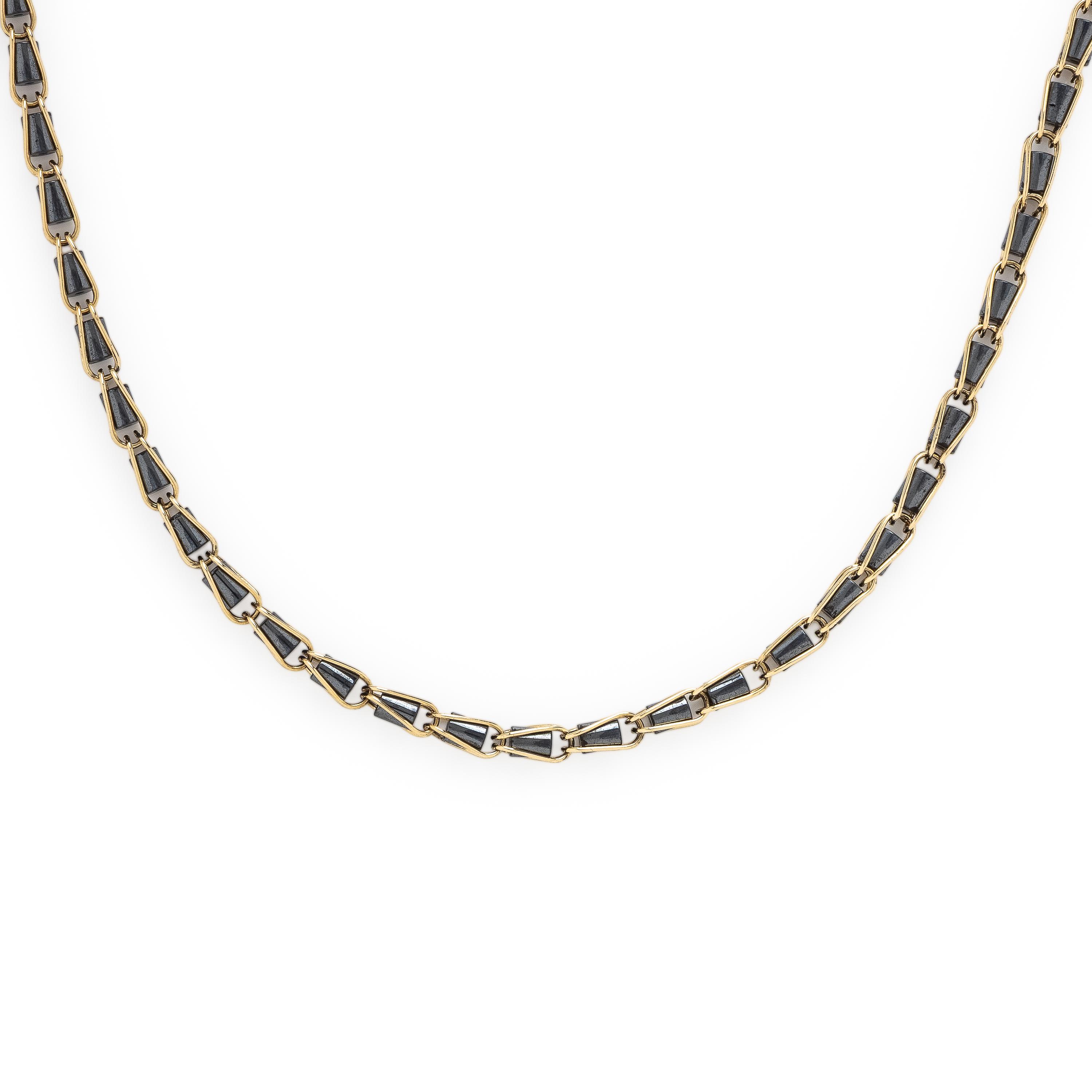 Hematite and Yellow Gold Necklace
