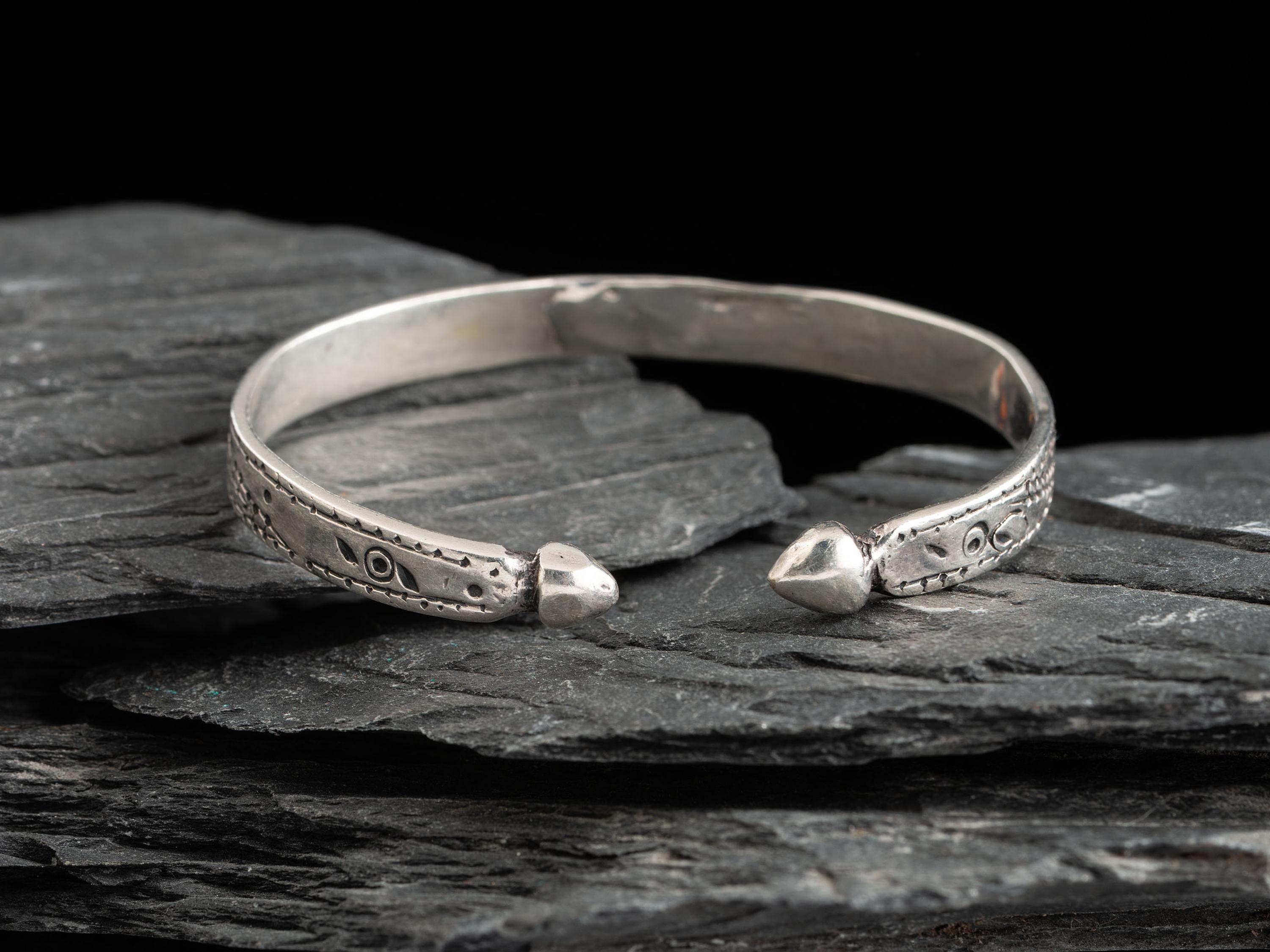 Slender Navajo Stamped and Chiseled Ingot Cuff Bracelet