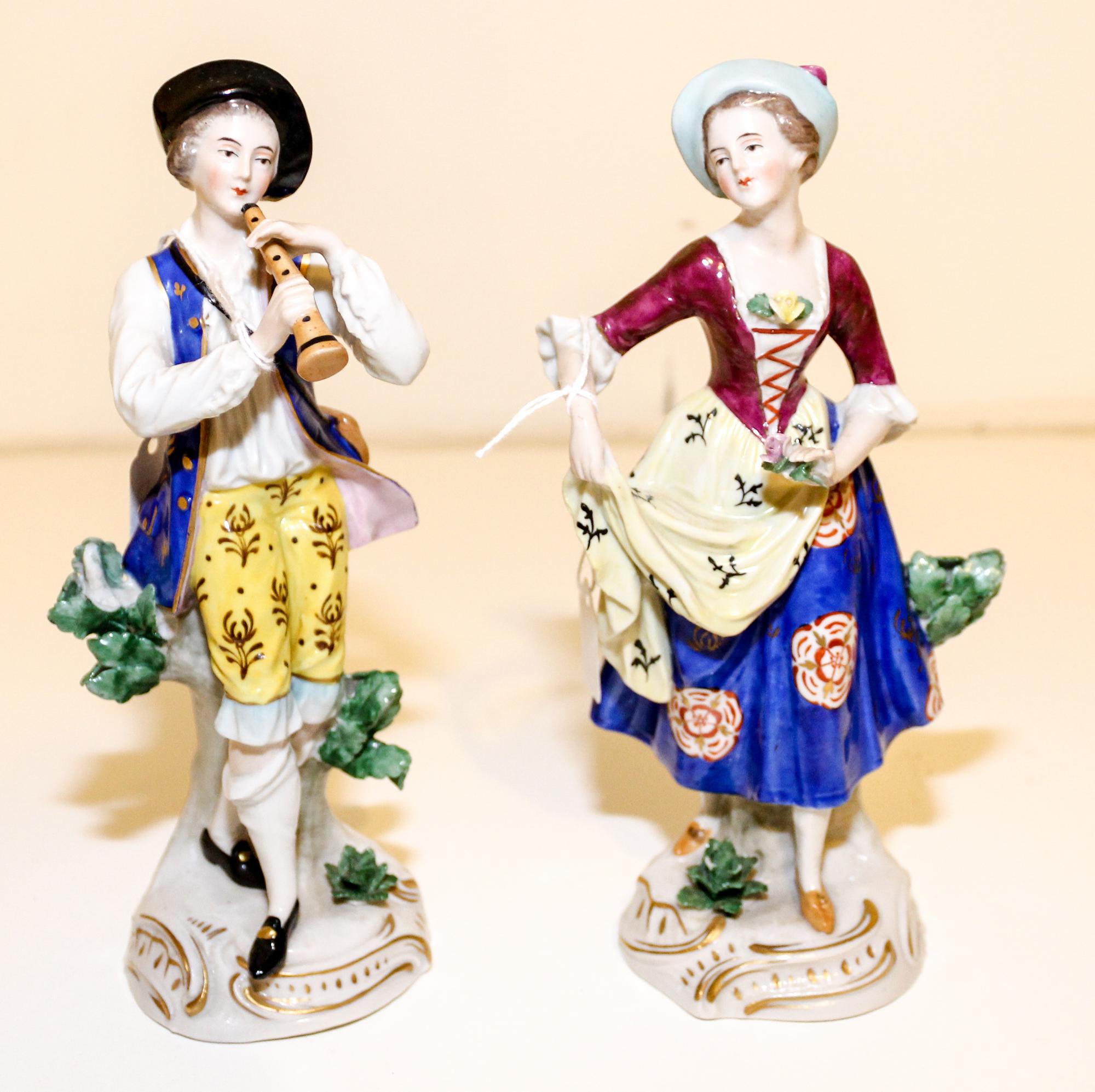 Two Sitzendorf Porcelain Figures Height of tallest 8 1/8 inches. — 20TH CENTURY