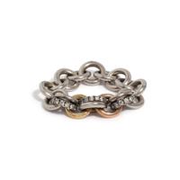 TRICOLOR GOLD AND DIAMOND CHAIN RING