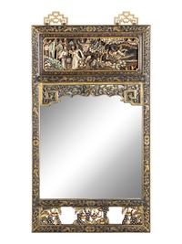 A Chinese Carved and Lacquered Wood Mirror