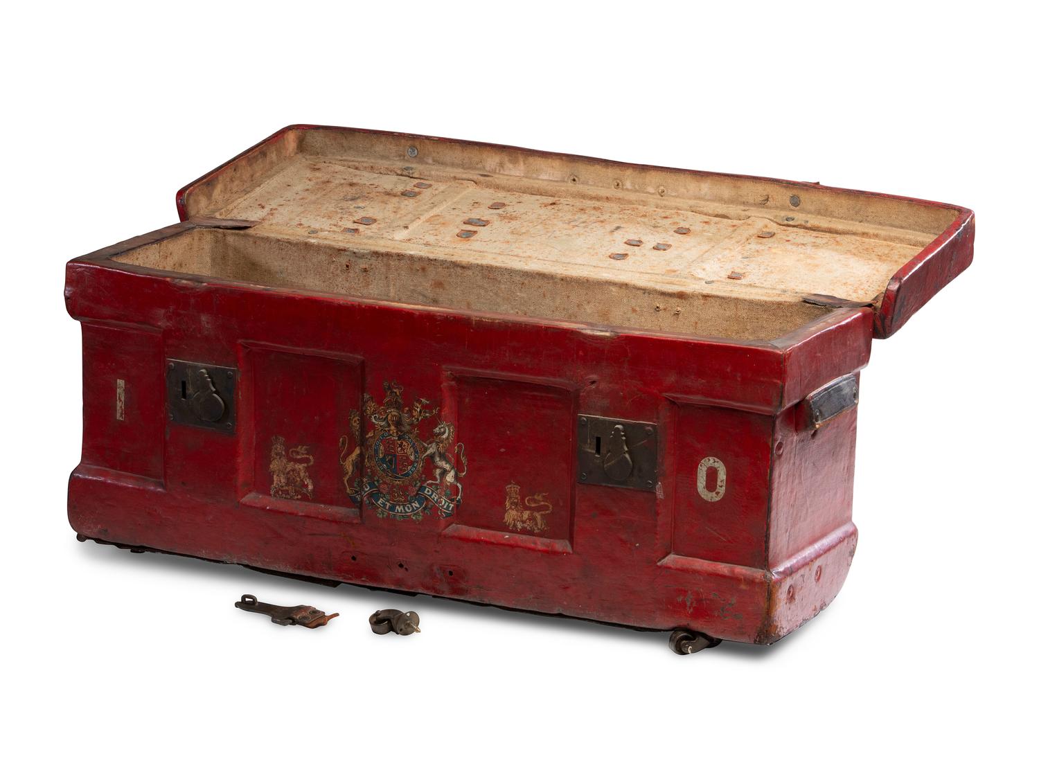 An English Painted Leather Trunk