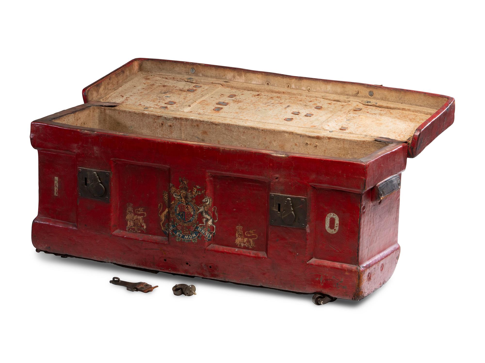 An English Painted Leather Trunk
