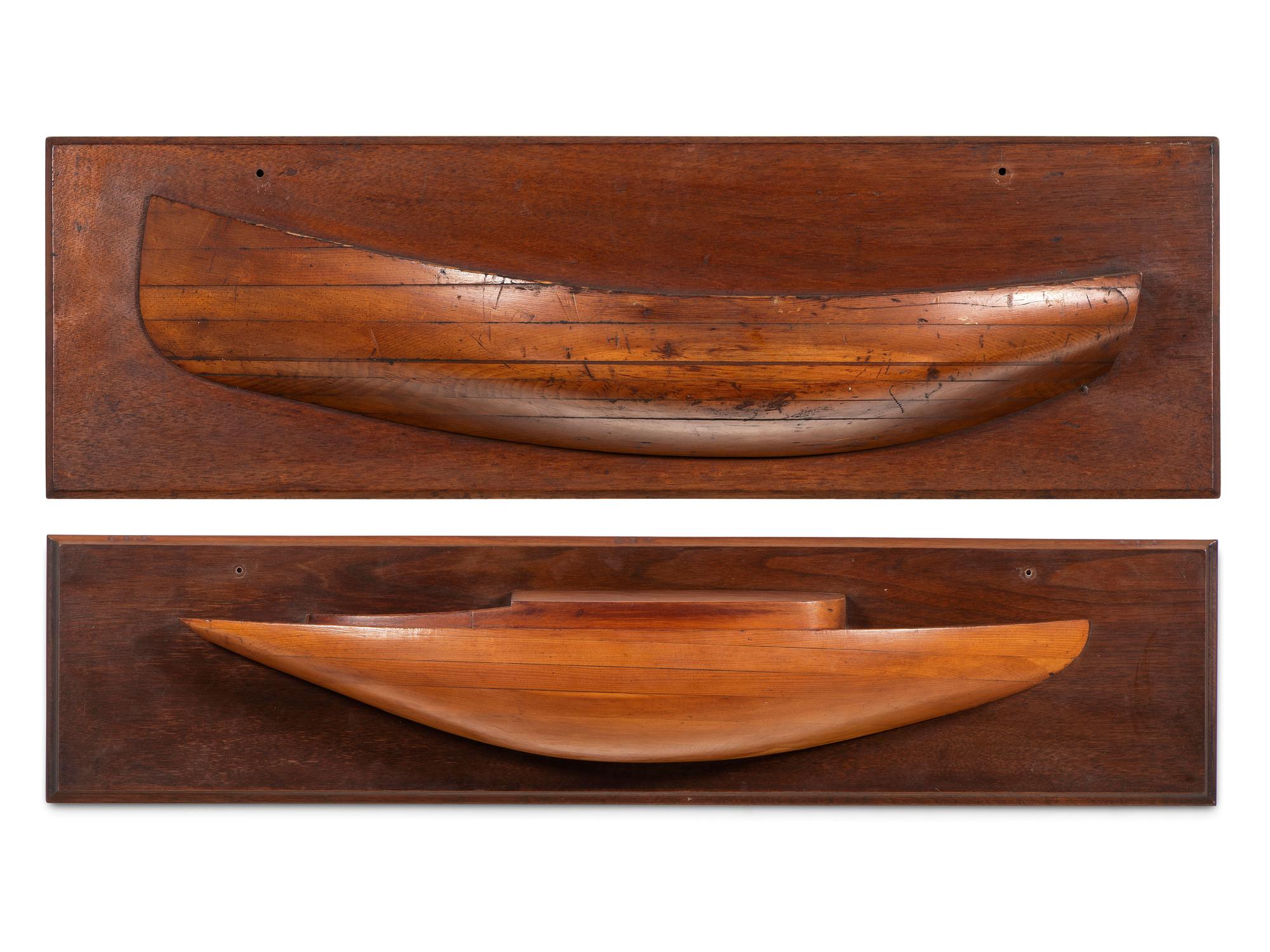 Two Mounted Half Hull Models