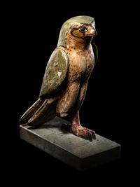 An Egyptian Painted Wood Falcon