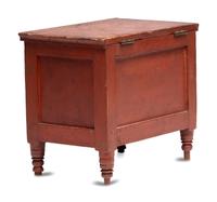A Late Federal Red Painted Pine Miniature Blanket Chest