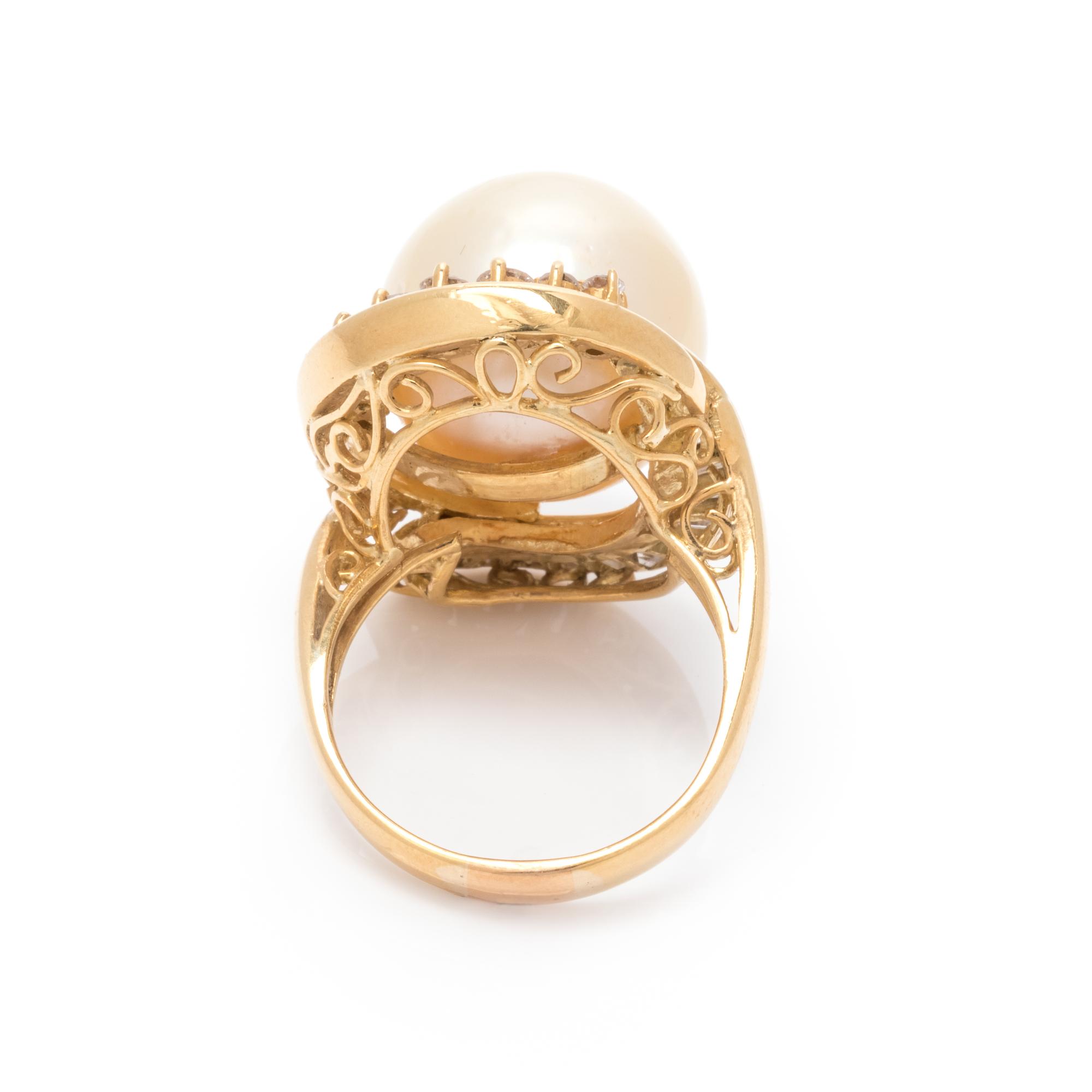 CULTURED SOUTH SEA PEARL AND DIAMOND RING