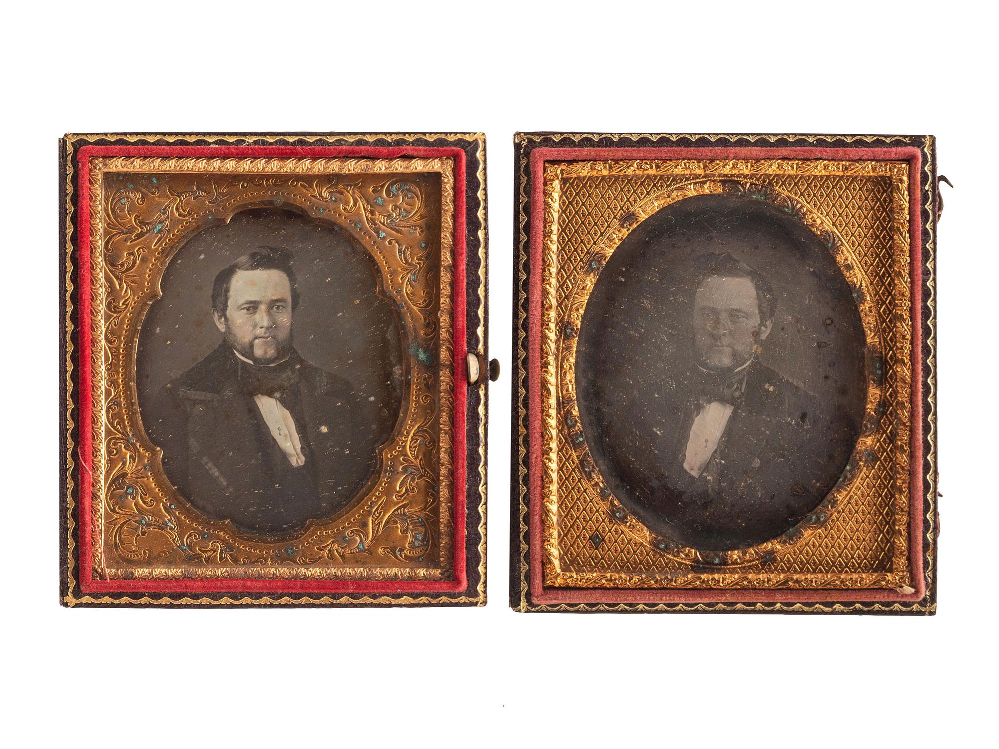 [EARLY PHOTOGRAPHY]. A collection of pairs cased images featuring the same male subjects highlighted by a stereodaguerreotype, including: