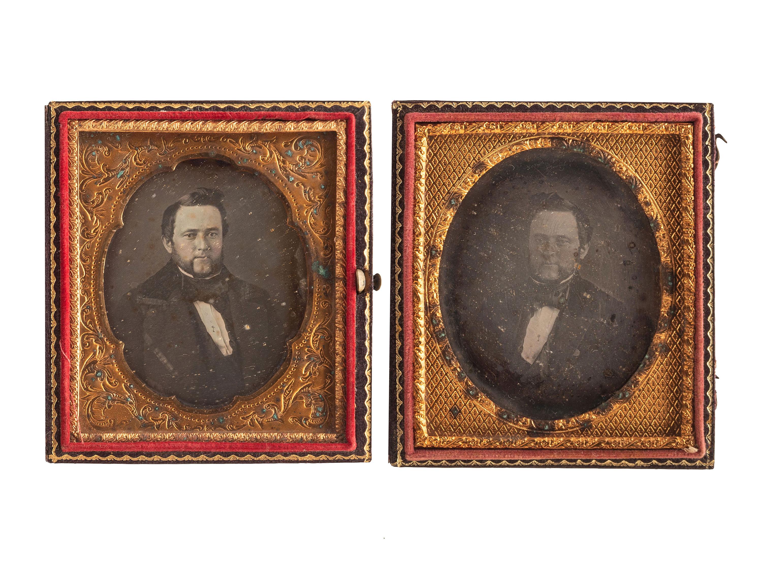 [EARLY PHOTOGRAPHY]. A collection of pairs cased images featuring the same male subjects highlighted by a stereodaguerreotype, including:
